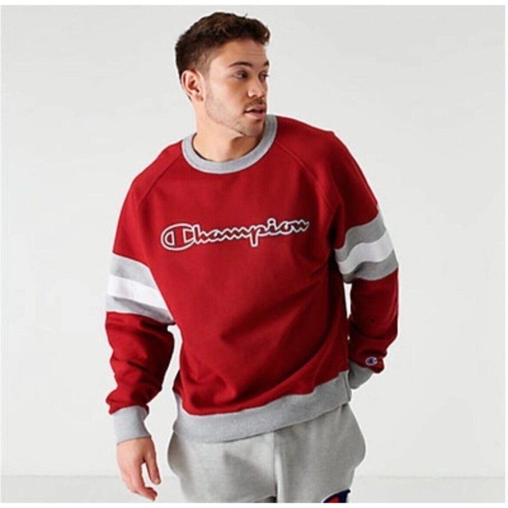 Champion Men’s Classic Colorblock Logo Crewneck